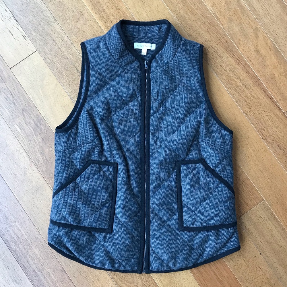 41 HAWTHORN Vest Shara Herringbone Quilted Gray